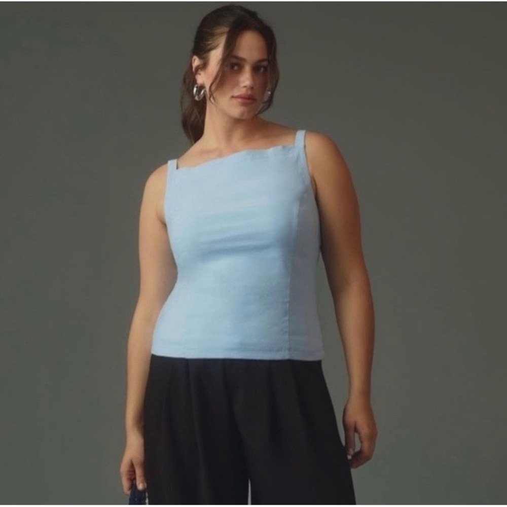 Maeve by Anthropologie Sleeveless Boat-Neck Top Light Blue Size Medium